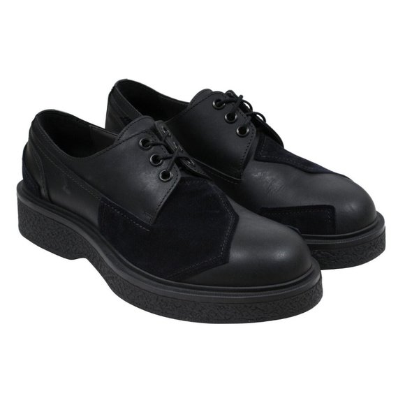 Lanvin Mens Chunky Derbys US 10 UK9 Black Leather Suede Crepe Platform Sole - Picture 1 of 10